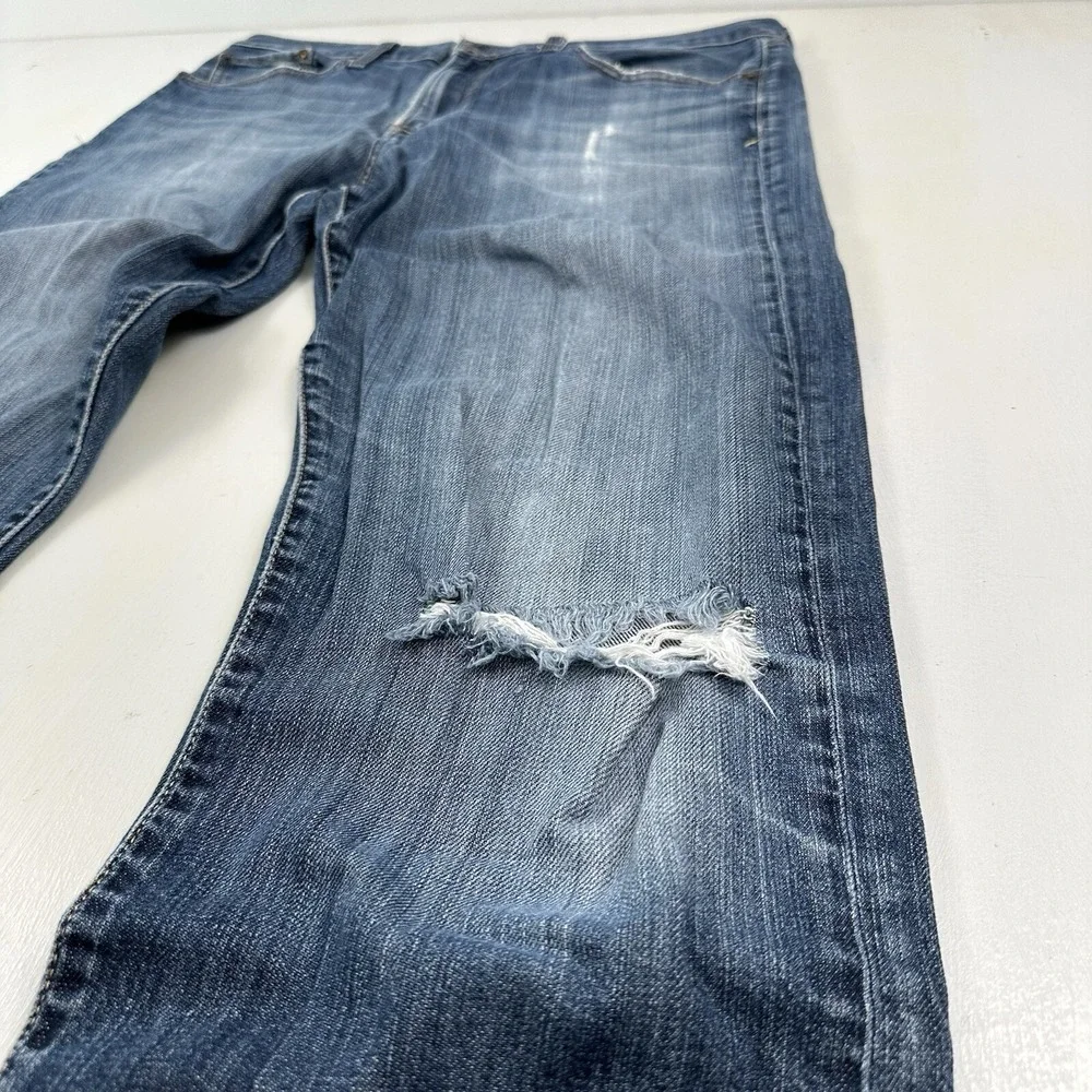 Lucky Brand 329 Straight Jeans Men actual 34x34‎ Blue Distressed Italian Denim